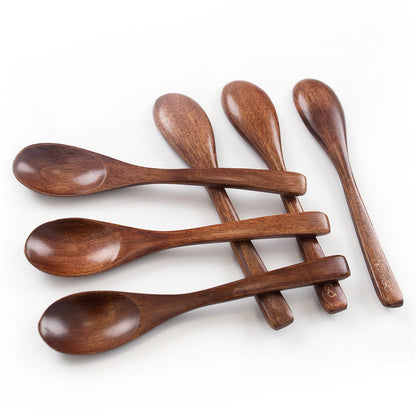 HANSGO Small Wooden Spoons, 6PCS Small Soup Spoons Wooden Spoons for Eating with Honey Coffee Tea Jam Bath Salts, 6"