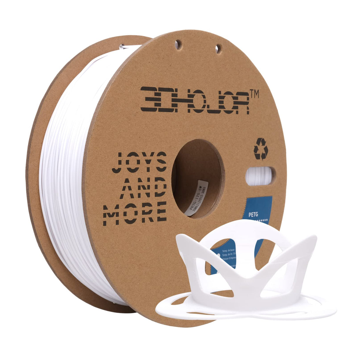 3DHoJor PETG Filament 1.75mm White, 3D Printing Filament 1kg Spool(2.2lbs), 3D Filament 1.75mm Dimensional Accuracy +/- 0.03mm Non Tangling Non Clogging Non Stringing,Print with Most 3D Printers 3DHoJor
