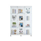 SSLine Modern Glass Display Cabinet Floor Standing Curio Cabinet with 12 Shelves Extra Large 3 Columns Showcase Display Shelf Organizer for Home Office Living Room Bedroom (Clear&White) SSLine