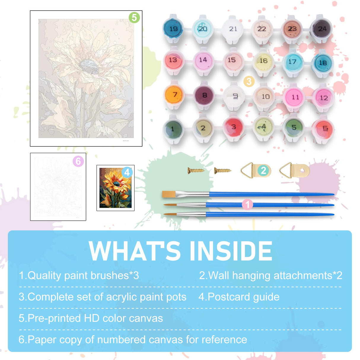 Offito Paint by Numbers Kit for Adults Beginners, Sunflower Acrylic Adult Paint by Number Kits on Canvas, Sunflower Digital Oil Number Painting Kits for Home Decor Gift 16"x20" Offito