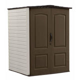 Rubbermaid Medium Vertical Resin Outdoor Storage Shed With Floor (5 x 4 Ft), Weather Resistant, Brown, Organization for Home/Backyard/Pool/Garden/Lawn Tools Rubbermaid