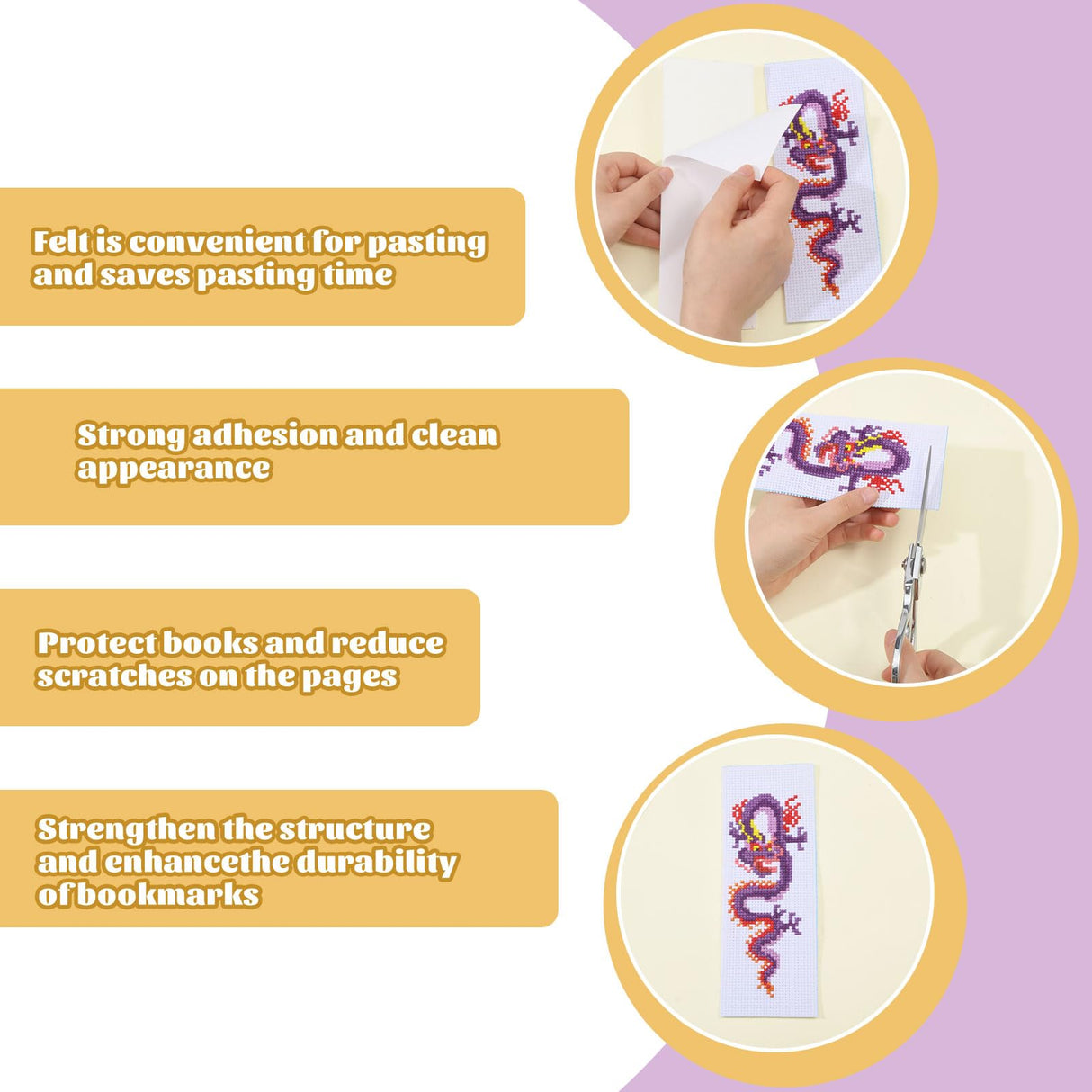 ORIGACH 6 Pcs Cross Stitch Bookmark Kit for Beginner Dragon Pattern Stamped Embroidery Stitch Kits for Starter DIY Bookmarks Printed Cross Stitch Kits with 13 Colors Embroidery Floss ORIGACH