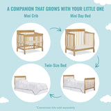 Dream On Me Aden 4-in-1 Convertible Mini Crib In Natural, Greenguard Gold Certified, Non-Toxic Finish, New Zealand Pinewood, With 3 Mattress Height Dream On Me