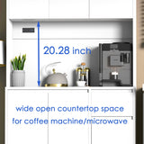 holzart 71" Tall White Kitchen Pantry Cabinet, Kitchen Pantry Storage Cabinet with Power Outlet, Freestanding Kitchen Hutch with countertop holzart