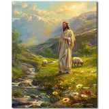 TUMOVO Jesus Paint by Numbers for Adults Beginner, in The Mountains Paint by Number Kits on Canvas DIY The River Front Oil Hand Painting with Brushes Art Crafts for Home (Frameless) 16"x20"Inch TUMOVO