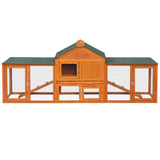 COZIWOW 83” Extra Large Wooden Rabbit Hutch Outdoor Easy to Assemble and Durable Rabbit Cage Bunny Hutch Indoor with Cleaning Tray & Waterproof Roof for Small and Medium Bunny Rabbit Chick (Orange) COZIWOW