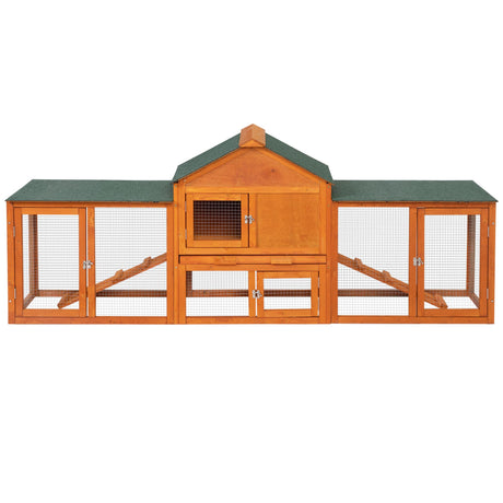 COZIWOW 83” Extra Large Wooden Rabbit Hutch Outdoor Easy to Assemble and Durable Rabbit Cage Bunny Hutch Indoor with Cleaning Tray & Waterproof Roof for Small and Medium Bunny Rabbit Chick (Orange) COZIWOW