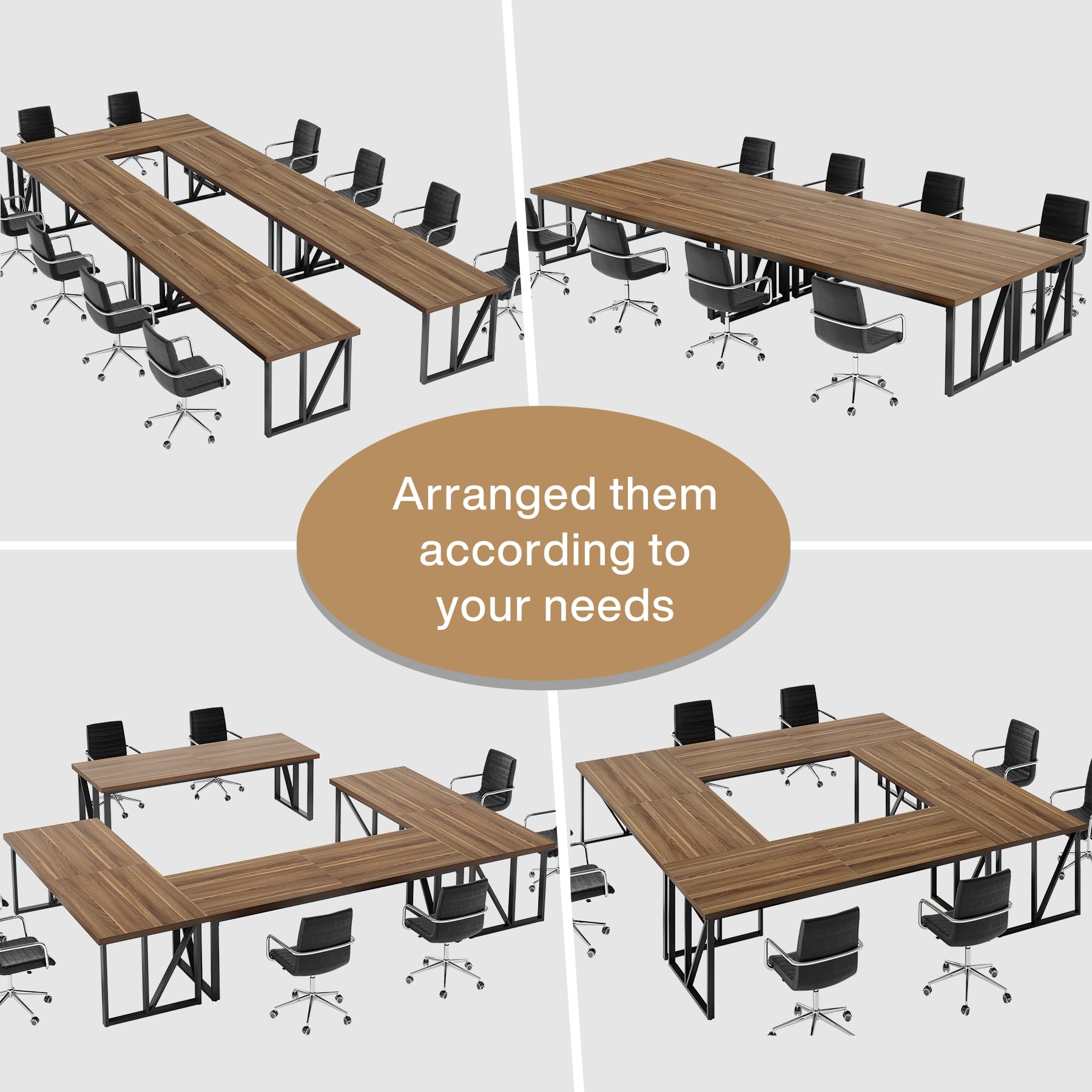 Tribesigns 17.7FT Conference Room Table: Large Rectangular Meeting Seminar Table for 16-20 People, Wood Long Training Table with Heavy-Duty Frame, Business Table for Office, 6PCS - WoodArtSupply