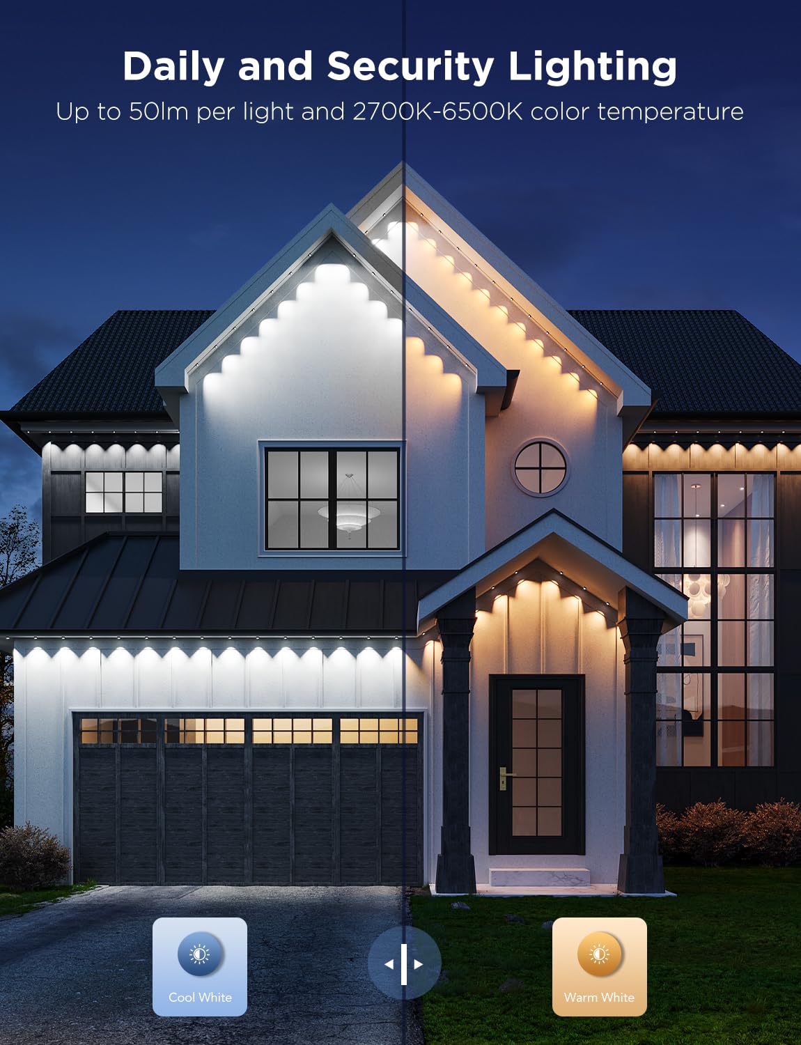 Govee Permanent Outdoor Lights Pro, 100ft with 60 RGBIC LED Lights for Daily and Accent Lighting, 75 Scene Modes for Outdoor Decor, IP67 Waterproof, Works with Alexa, Google Assistant, Matter, Black Govee