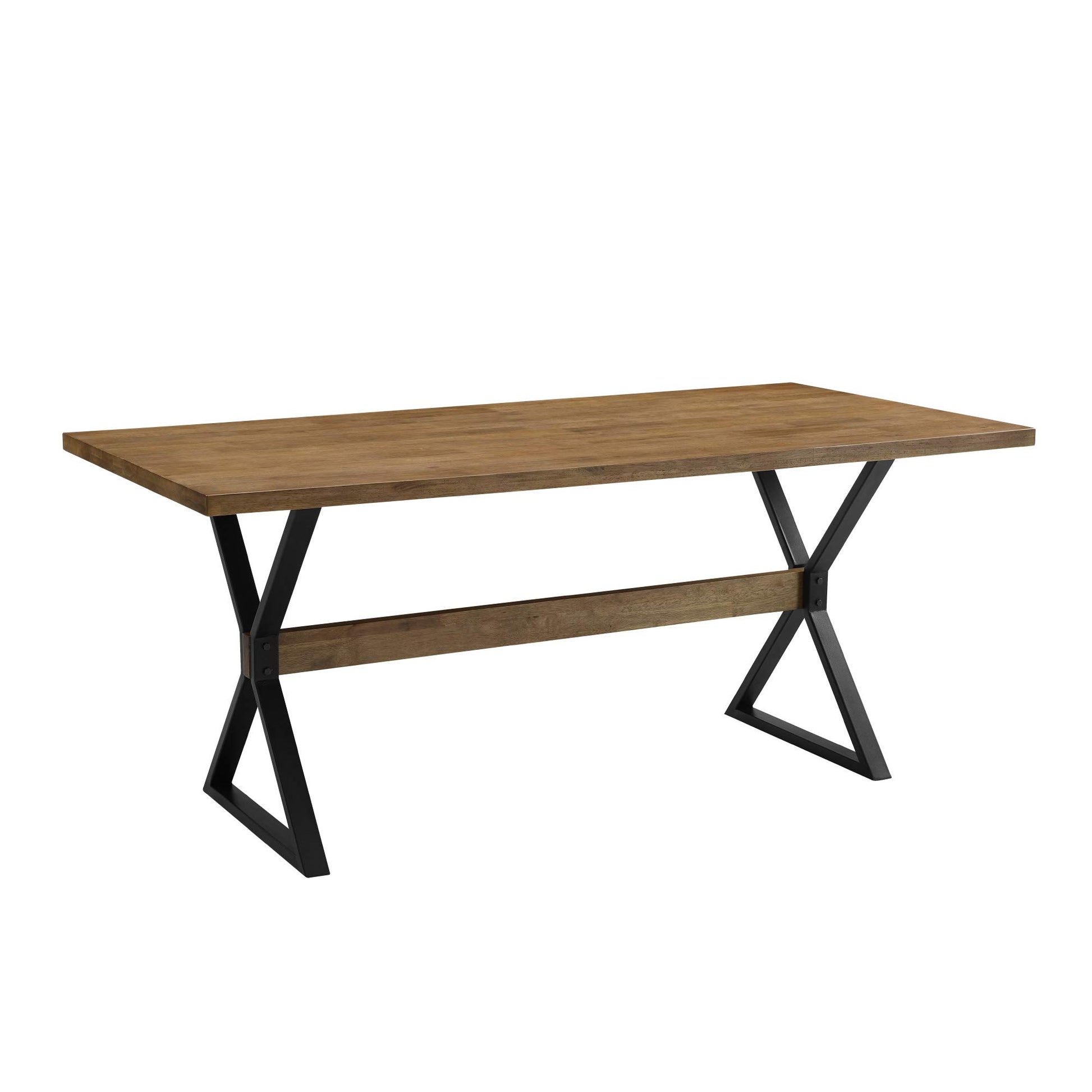 Walker Edison Harrold Modern Farmhouse X Leg Dining Table, 72 Inch, Rustic Oak - WoodArtSupply