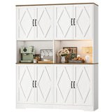 HOSTACK 71" Tall Pantry Cabinet, 55" Wide Kitchen Pantry Storage Cabinet, Large Kitchen Hutch with 2 Microwave Stands, Farmhouse Coffee Bar Station with Doors and Shelves for Dining Room, White HOSTACK