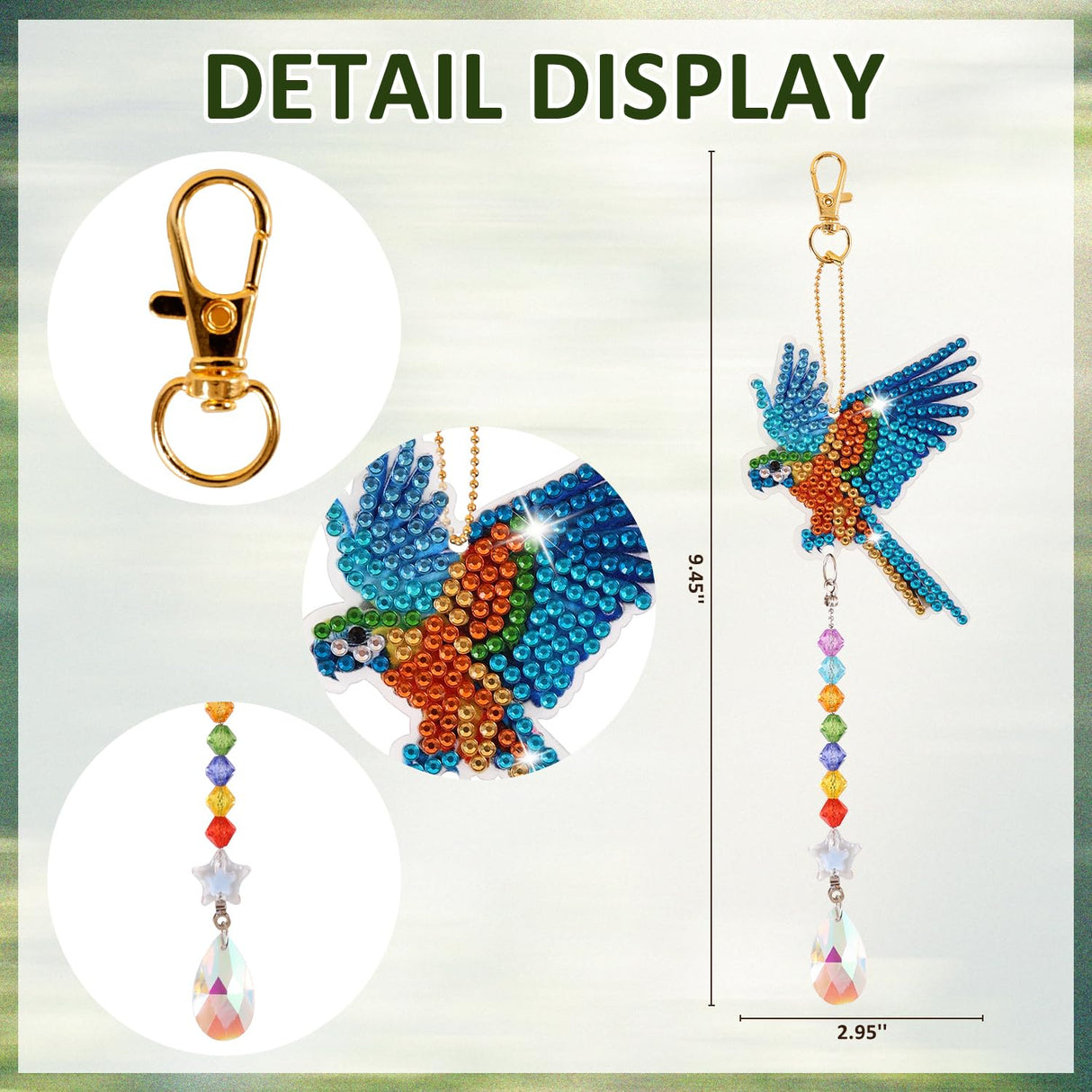 6 Pcs Diamond Painting Wind Chimes Rhinestone Hummingbird Diamond Art Suncatcher Double Sided 5D DIY Diamond Painting Kits for Adults Christmas Ornament Best Gifts for Mom VYRANA