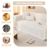 STACYPIK Soft Ivory White Sofa Covers Cats Dogs Anti-Scratch Couch Cover for Sectional Furniture Protector for 3 Cushion Couch with Tassels Anti Slip Loveseat Couch Cover Boho Couch Cover-71x134IN STACYPIK