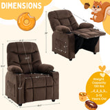SNUGWAY Donut Larger Kids Reclining Chair Velvet Fabric Recliner Sofa Push Back Children Ages 3-12 with Dual Cup Holders and 4 Pockets SNUGWAY