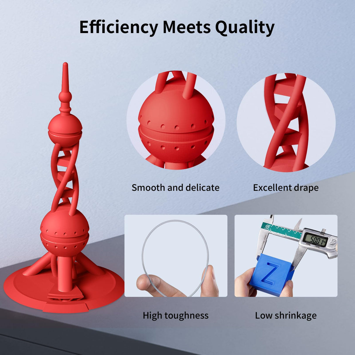 ANYCUBIC High Speed 3D Printer Filament 1.75mm Bundle, Rapid PLA Filament with High Prints Quality, Dimensional Accuracy +/- 0.02mm, 1KG Reusable Spool, 4KG Black +White + Blue + Red ANYCUBIC