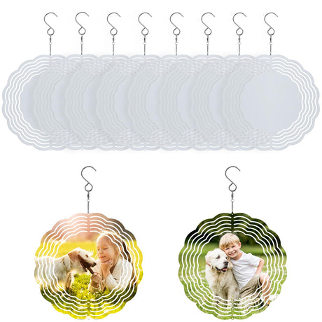 10 Pack Sublimation Wind Spinner Blanks 8 Inch,3D Aluminum Wind Spinner Sublimation DIY Crafts Ornaments for Indoor Outdoor Garden Yard LWestine