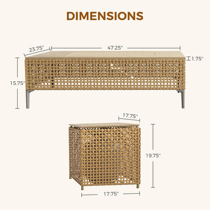 Grand patio 10-Piece Patio Furniture Set with 47" Fire Pit Table, Outdoor Conversation Set & 50,000 BTU 47 Inch Rectangle Propane Fire Pit & Storage Box with Water Resistant Thick Cushions, B - WoodArtSupply