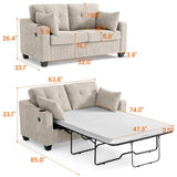 CHIC HOUSE Pull Out Sofa Bed, Full Size Sleeper Sofa, 2-in-1 Convertible Corduroy Couch with USB Charging, Memory Form Couch for Living Room, Apartment and Small Space CHIC HOUSE