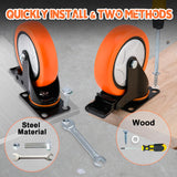 6 Inch Heavy Duty Swivel Caster Wheels with Brake - Set of 4, 3000 Lbs Capacity, PVC No Noise No Marking Wheels for Furniture, Carts, and Equipment (Includes Free Screws) Moogii