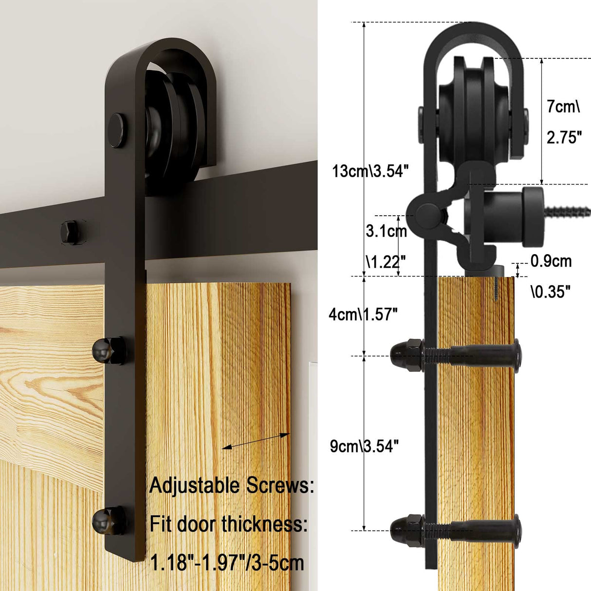 CCJH 6.6ft Sliding Barn Door Hardware Kit Heavy Duty for Single Wood Door (J Shape) CCJH