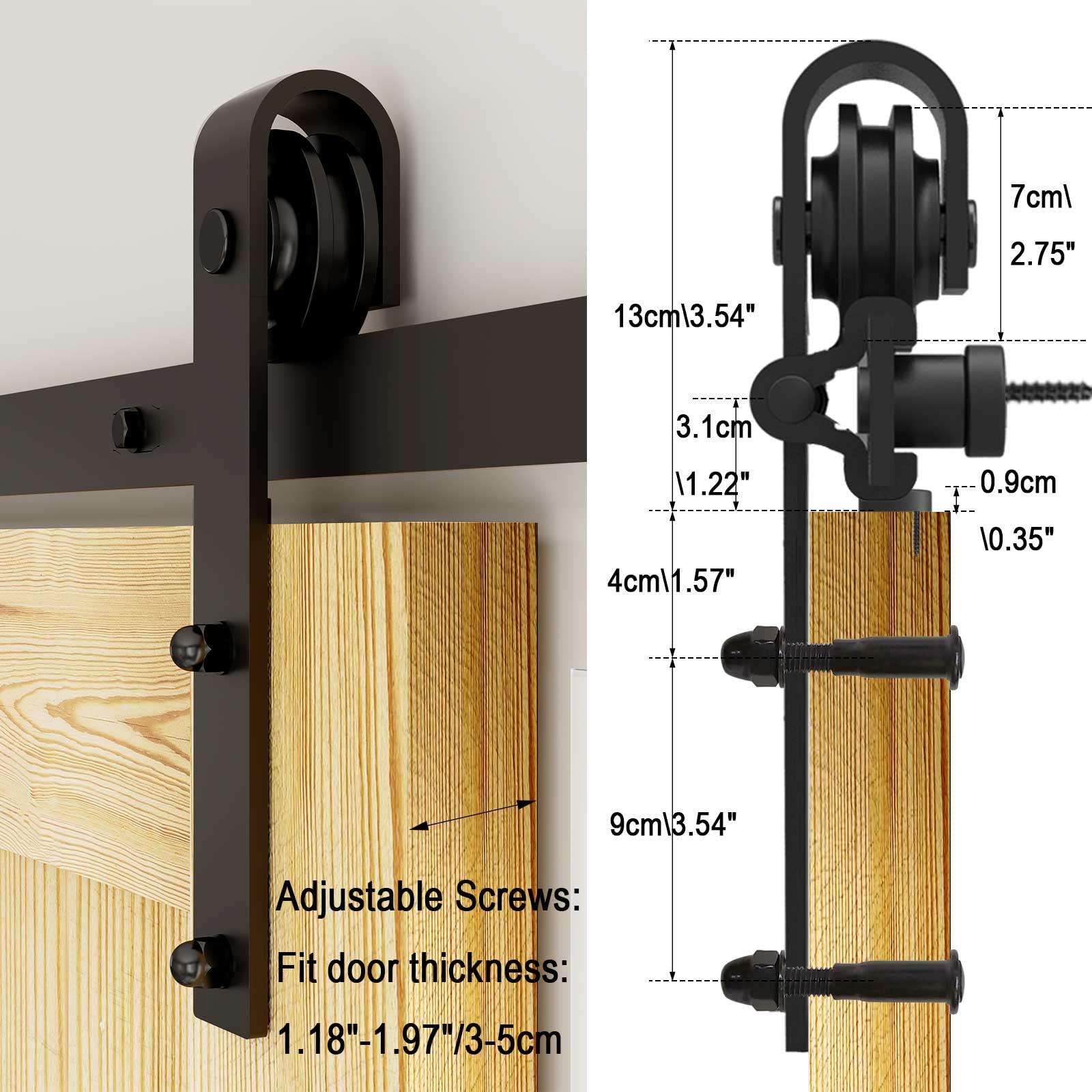 CCJH 6.6ft Sliding Barn Door Hardware Kit Heavy Duty for Single Wood Door (J Shape) - WoodArtSupply