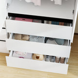 LABROSKIA Bedroom Armoire Wardrobe Closet with 9 Drawers: White Wardrobe Closet with 6 Doors, Modern Cabinet for Clothes with Shelves, Wooden Armoire for Hanging Clothes (Modern, 3) LABROSKIA