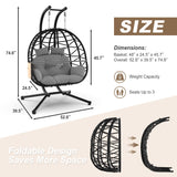 ZENPETIO Double Hanging Egg Chair with Stand, Rattan Wicker Swing with UV Resistant Cushion and Pillow, for Indoor Outdoor Bedroom Patio Hanging Basket Lovers Seat, Black ZENPETIO