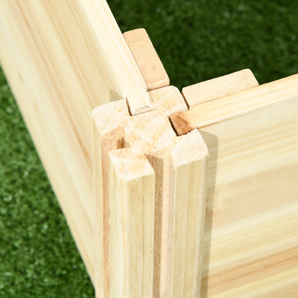 Outsunny Raised Garden Bed with Trellis and 2 Compartments, 43 Inch Wooden Planter Box Kit for Outdoor Plants, Vegetables, Flowers, Herbs Climbing, Easy Assembly, Natural Tone Outsunny