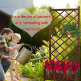 Anraja Raised Garden Bed Planter with Trellis Outdoor Wood Box 67in Set of 2 Flower Standing Planter Box Privacy Lattice Panels with Legs for Patio Porch w/Drainage Holes Anraja