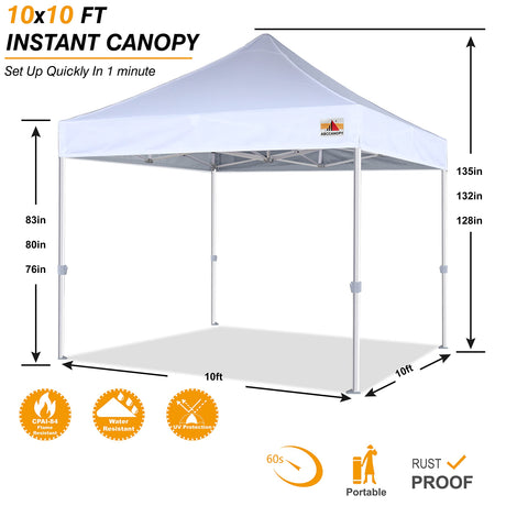 ABCCANOPY Commercial Pop Up Canopy Tent 10x10 Premium-Series, White ABCCANOPY