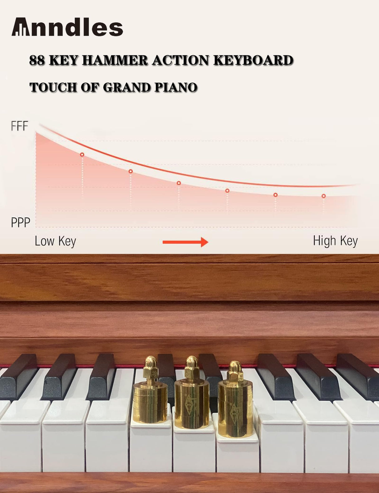 Anndles Electric Piano 88 Keys,Digital Piano Weighted For Beginner,Keyboard Piano,Include Piano bench,Power Adapter,Three Pedel,Manual User (Wood Anndles