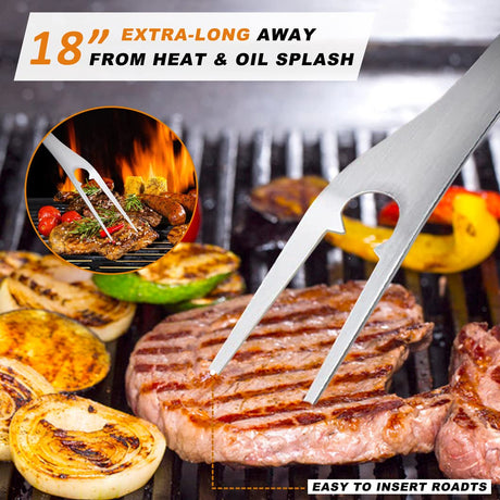 POLIGO 5PCS BBQ Grill Accessories for Outdoor Grill Set Stainless Steel Camping BBQ Tools Grilling Tools Set for Christmas Dads Birthday Presents, Grill Utensils Set Ideal Grilling Gifts for Men Dad POLIGO