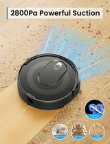 PSUK W7 Robot Vacuum and Mop Combo, Suction Port for Pet Hair, 2 in 1 Mopping Robotic Vacuum Cleaner with Watertank and Dustbin, Self-Charging, Slim, Max 120mins Runtime for Hard Floor (Black) PSUK