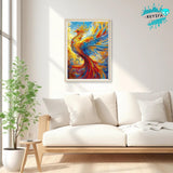 KEYIFA Diamond Art Kits Phoenix Diamond Painting for Adults, 5D Round Full Drill, Phoenix Diamond Dots Mosaic Painting for Beginner, DIY Gems Art Craft for Home Wall Decor 30x40cm KEYIFA