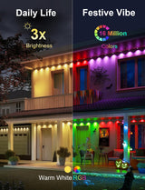 Fussion 200ft Permanent Outdoor Lights for House, 2025 Smart RGB LED Outside Lights with APP Remote Control, IP67 Waterproof Eternity Eaves Lighting for Christmas, Halloween, Holiday, Party, Daily Fussion