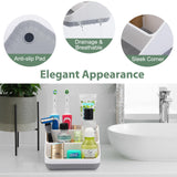 Chintu Bathroom Toothbrush Holders for Countertop - Electric Toothbrush Organizer 6 Slots Tooth Brush Organization for Kids Family, Toothpaste Holder for Bathroom Vanity Organizer Storage White Chintu