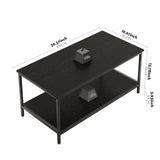 SAYGOER Black Coffee Table for Living Room Modern Rectangle 2-Tier Coffee Tables with Storage Industrial Wood Center Table for Large or Small Spaces Apartment Home Office, All Black SAYGOER