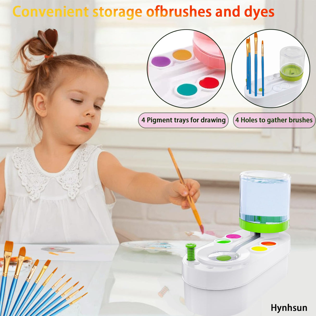 Hynhsun 2025 Upgraded Paint Brush Cleaner Rinse Cup Water Circulation,Watercolor/Oil and Water-Based Paint Brush Cleaner Tool,Gift for Artist Kids Adults and Girls, Pre-Assembled (Green) Hynhsun