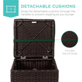 Best Choice Products Set of 2 Wicker Ottomans, Multipurpose Outdoor Furniture for Patio, Backyard, Additional Seating, Footrest, Side Table w/Storage, Removable Cushions - Midnight Green/Brown Best Choice Products