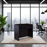 Oakestry Glazed Reception Desk Mocha Finish 48 Inch Wide Contemporary Entry Table with Transparent Transaction Counter Stylish Office Front Desk Modular Reception Station Durable Laminate Furniture Oakestry