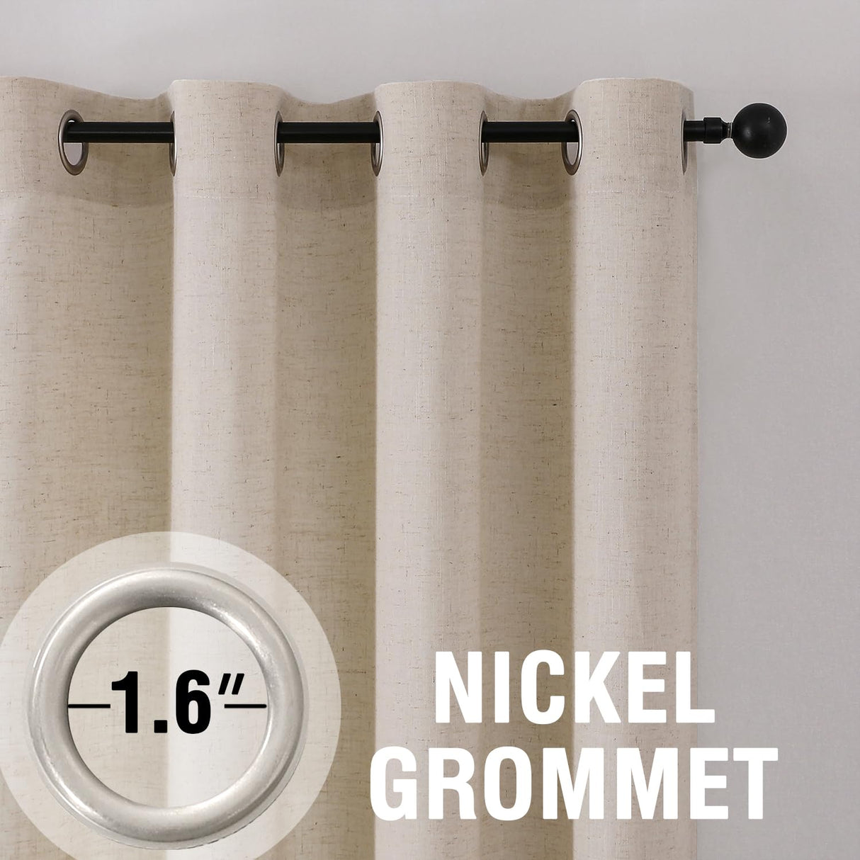 H.VERSAILTEX Linen Curtains 84 Inch Length for Living Room 2 Panel Set Neutral Modern Farmhouse Window Privacy Light Filtering Drapes for Farmhouse Window Treatment Curtains, 52 x 84 - Linen H.VERSAILTEX