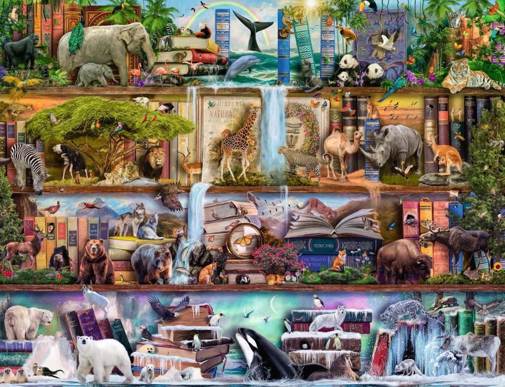 Ravensburger Aimee Stewart: Wild Kingdom Shelves - 2000 Piece Jigsaw Puzzle | Engaging Brain Game | Unique Puzzle Pieces | FSC-Certified Materials Ravensburger