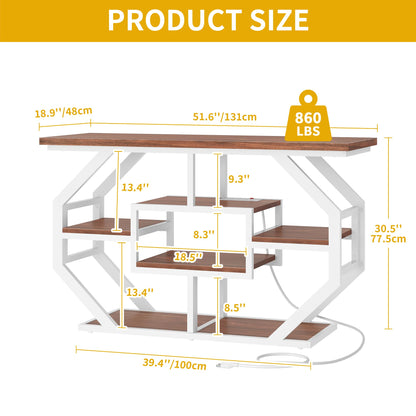 DWVO 55-75 Gallon Aquarium Stand with Power Outlet, Display Stand for Turtle Tank, Reptile Terrarium, Metal Fish Tank Stand Suitable for Living Room, Entryway, 860LBS Capacity, White & Walnut - WoodArtSupply