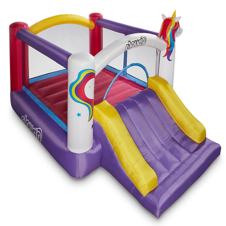 Cloud 9 Inflatable Bounce House and Blower, Unicorn Theme Bouncer for Kids with Slide, Includes Stakes and Repair Patches Cloud 9