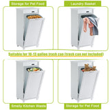 VECELO Tilt Out Kitchen Trash Bin Cabinet, Dog Proof Garbage Can with Wood Holder Free Standing Recycling, White VECELO