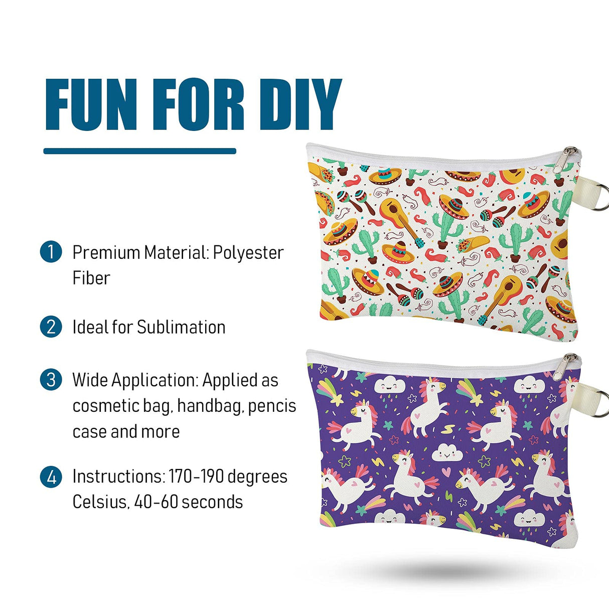 Weewooday Sublimation Blanks Cosmetic Bags Multipurpose DIY Heat Transfer Makeup Bags Toiletry Pouch Iron on Transfer Zipper Canvas Pencil Bag for Multi-functional School Travel DIY Craft (12 Pieces) Weewooday