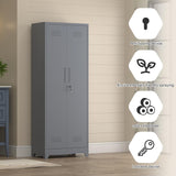 GEDELITE Metal Garage Storage Cabinets - 65" Broom Closet Storage Cabinet with Doors and Shelves,Utility Cleaning Supply Cabinet for Garage,Laundry,Office,Home (Gray, 65" H) GEDELITE