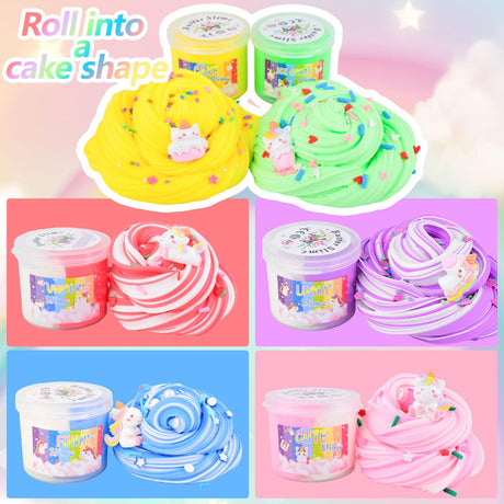 6 Pack Butter Slime Kit, with Unicorn Slime Add Ins, Soft Non-Sticky, Butter Slime Party Favor for Girls & Boys, Classroom Rewards, Stress Relief Toy, Birthday Gifts for Kids MERMAIDSLIME