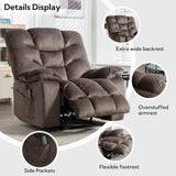 HAOMARKETS Oversized Power Recliner Chair with Massage and Heat, 41" Wide Electric Reclining Chairs with USB Port, Breathable Fabric Overstuffed Reclining Sofa for Living Room Bedroom (No Lift) HAOMARKETS