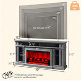 AMERLIFE 70" Farmhouse Heavy Fireplace TV Stand with 33" Electric Fireplace, for 80" TVs up, Media Entertainment Center with Diamond Door, TV Console Storage Cabinet for Living Room, Grey AMERLIFE